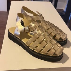 Anthropologie Gold Sandals